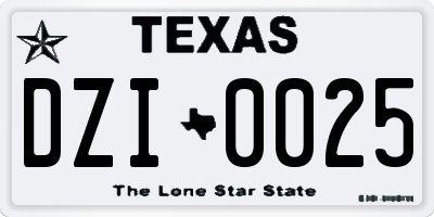 TX license plate DZI0025