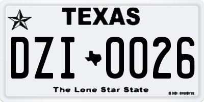 TX license plate DZI0026