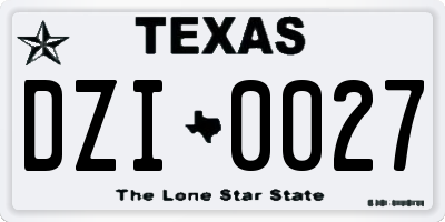 TX license plate DZI0027