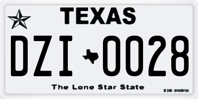 TX license plate DZI0028