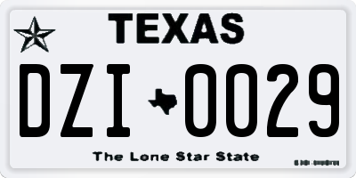 TX license plate DZI0029
