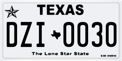TX license plate DZI0030