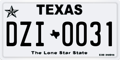 TX license plate DZI0031