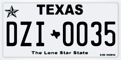 TX license plate DZI0035