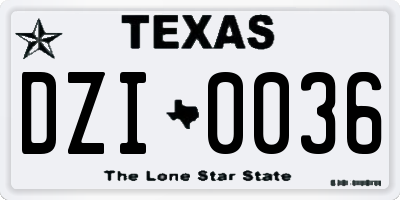 TX license plate DZI0036