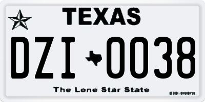 TX license plate DZI0038