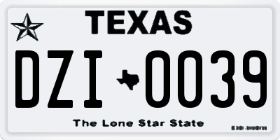 TX license plate DZI0039