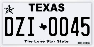 TX license plate DZI0045