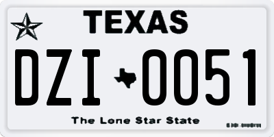 TX license plate DZI0051