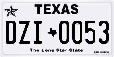 TX license plate DZI0053