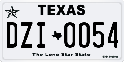 TX license plate DZI0054