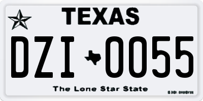TX license plate DZI0055