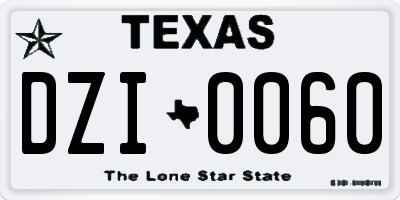 TX license plate DZI0060