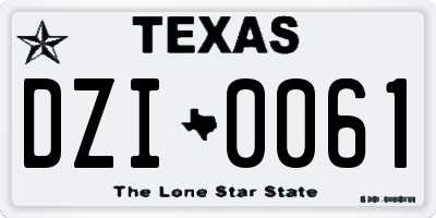 TX license plate DZI0061