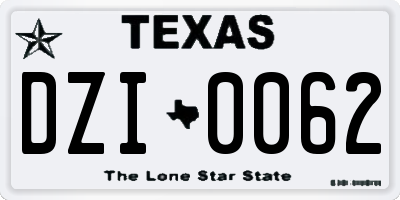 TX license plate DZI0062