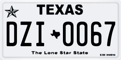 TX license plate DZI0067