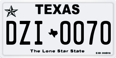 TX license plate DZI0070