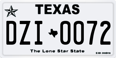 TX license plate DZI0072