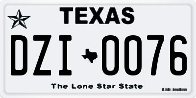 TX license plate DZI0076