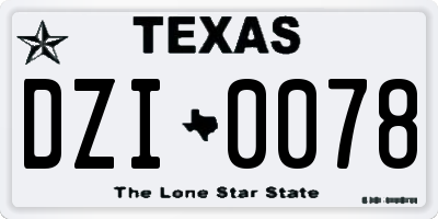TX license plate DZI0078