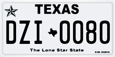 TX license plate DZI0080