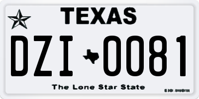 TX license plate DZI0081