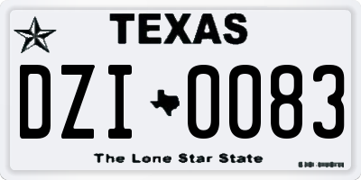 TX license plate DZI0083