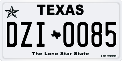 TX license plate DZI0085