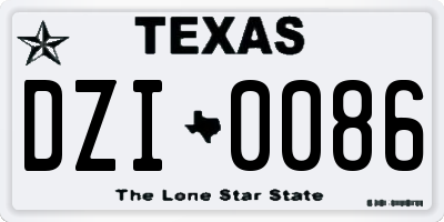 TX license plate DZI0086