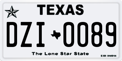 TX license plate DZI0089