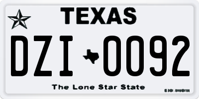 TX license plate DZI0092