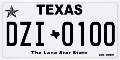 TX license plate DZI0100