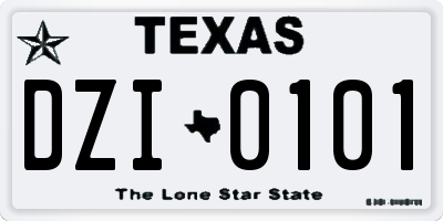 TX license plate DZI0101
