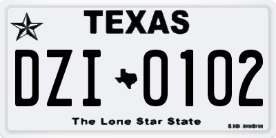 TX license plate DZI0102