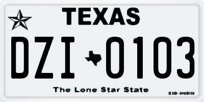 TX license plate DZI0103