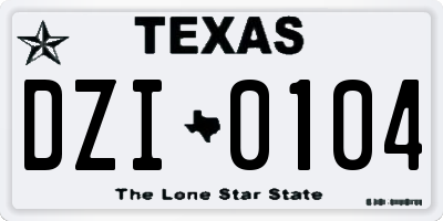 TX license plate DZI0104