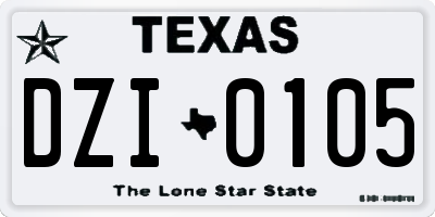 TX license plate DZI0105