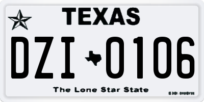 TX license plate DZI0106