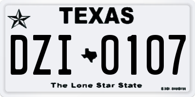 TX license plate DZI0107