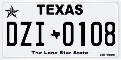 TX license plate DZI0108