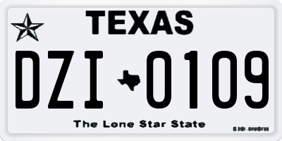 TX license plate DZI0109