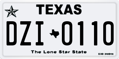 TX license plate DZI0110