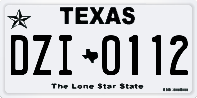 TX license plate DZI0112