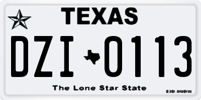 TX license plate DZI0113