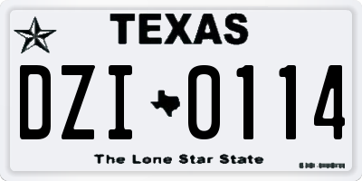 TX license plate DZI0114