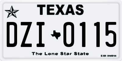 TX license plate DZI0115