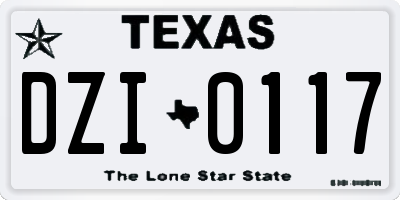 TX license plate DZI0117