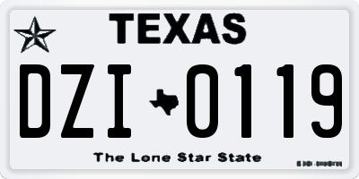 TX license plate DZI0119