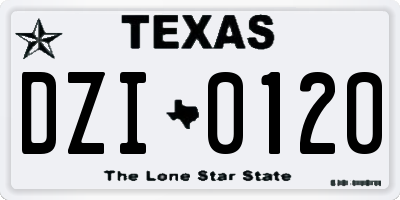 TX license plate DZI0120