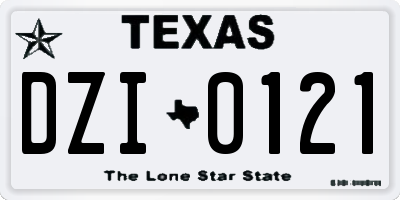 TX license plate DZI0121